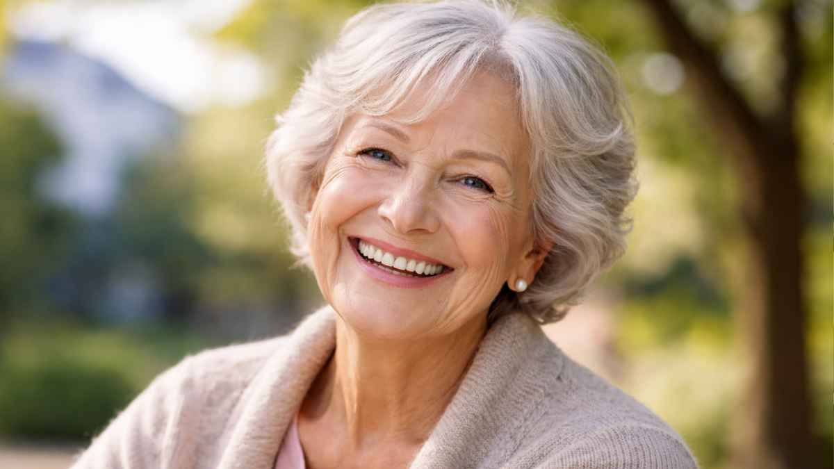 Persona mayor sonriendo en un parque, imagen para noticia sobre pensión de viudedad, INSS y corrección del TSJ a la Seguridad Social