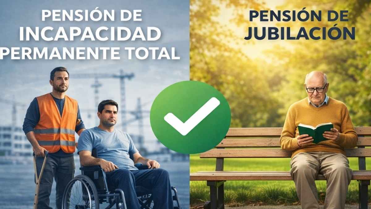 Pensión de incapacidad permanente total y pensión de jubilación compatibles, se pueden combinar