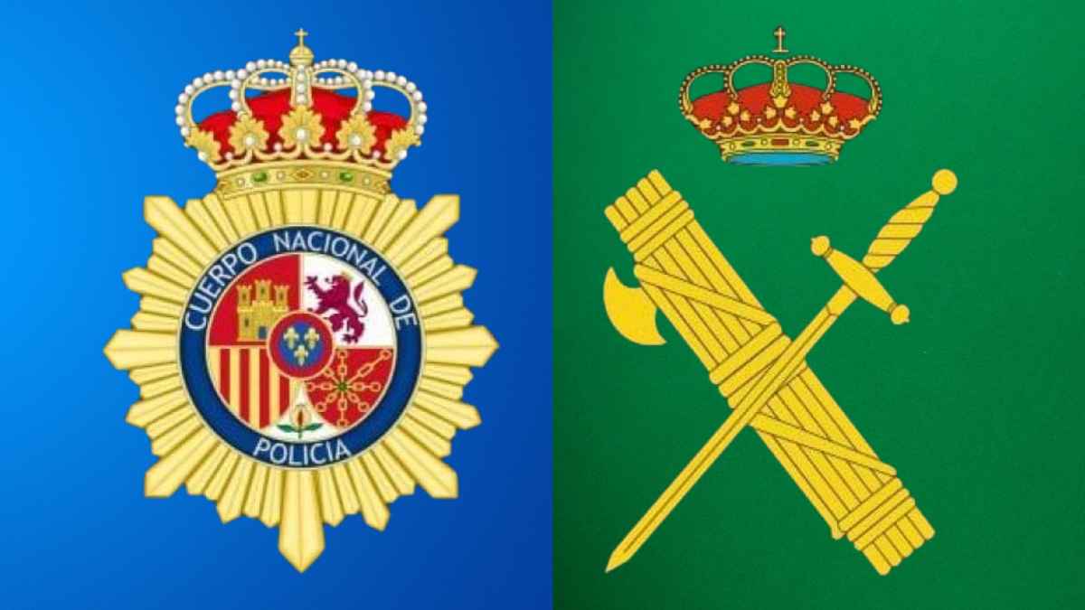 Emblemas de la Policía Nacional y la Guardia Civil por la oferta de empleo público de 2026 con 6.094 plazas