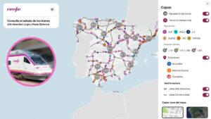 El mapa interectivo de Renfe para saber por dónde va cada uno de sus trenes ya está disponible con el nuevo visor en tiempo real