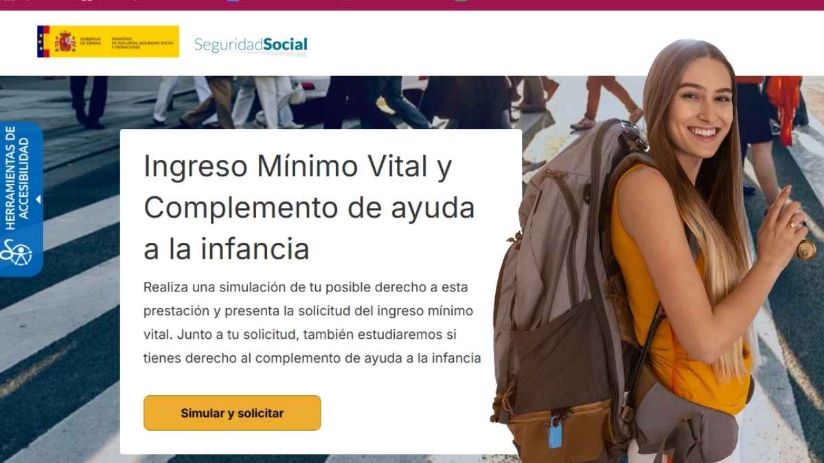 Joven solicitando Ingreso Mínimo Vital en la página oficial de la Seguridad Social en España