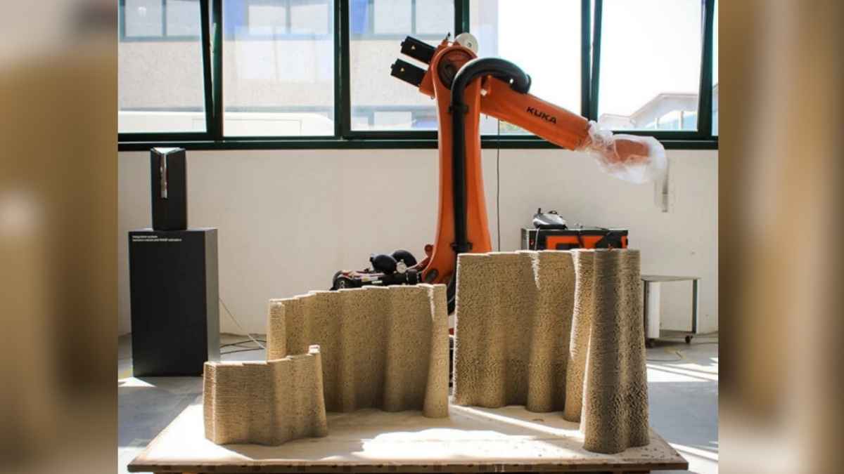 Brazo robótico KUKA imprime en 3D paneles con “hormigón” de maíz, cal y nejayote