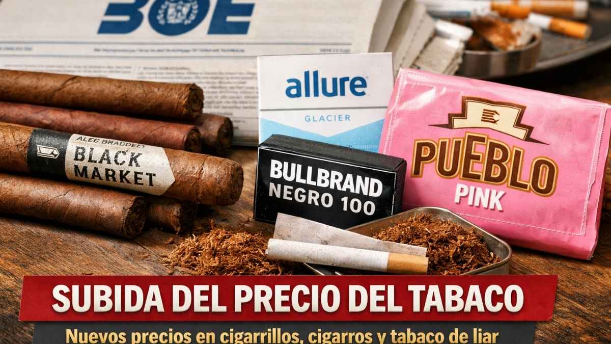 Subida del precio del tabaco con cigarrillos, cigarros y tabaco de liar tras la resolución del BOE