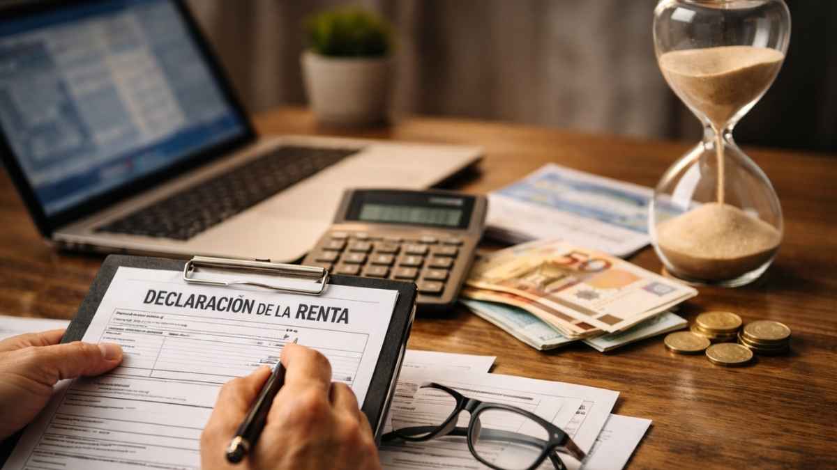 Contribuyente revisando la declaración de la Renta antes de presentarla a Hacienda