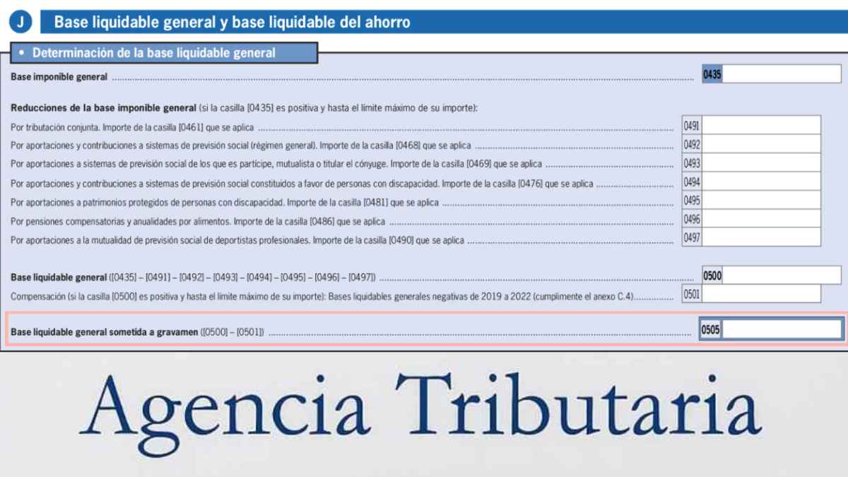captura de la casilla 505 en la declaracion de la renta de la Agencia Tributaria