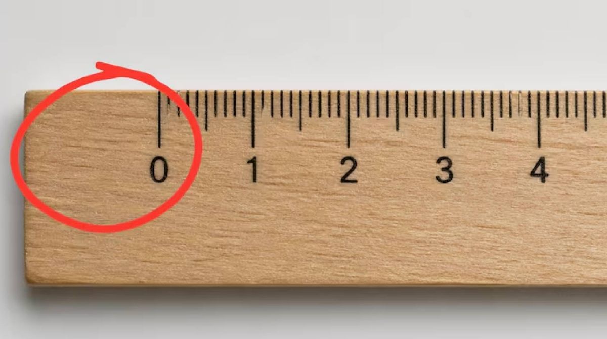 espacio antes del 0 en una regla de medición explicado con ejemplo visual