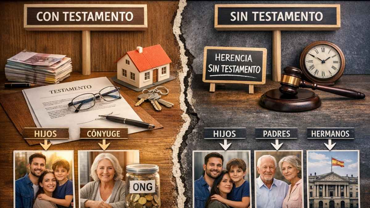 Herencias con y sin testamento y orden de reparto entre hijos, cónyuge, padres, hermanos y Estado