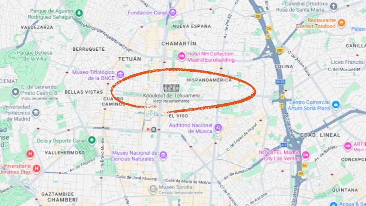 Google Maps muestra el Santiago Bernabéu con el nombre cambiado a Knockout de Tchouaméni