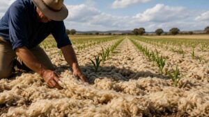 Estos agricultores utilizan lana de oveja  para proteger el suelo y consiguen recuperar terrenos dañados por años de sequía