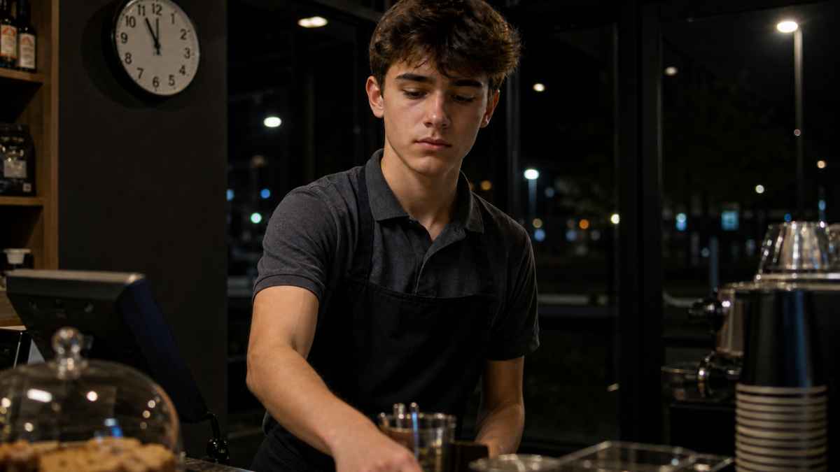 Menor trabajando de noche en una cafetería, algo prohibido por la ley laboral