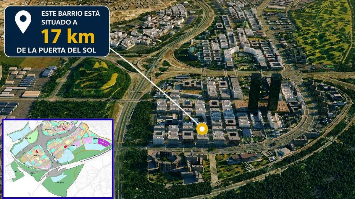 Vista aérea de Valdecarros, el nuevo barrio de Madrid situado a 17 km de la Puerta del Sol con más de 51.000 viviendas previstas