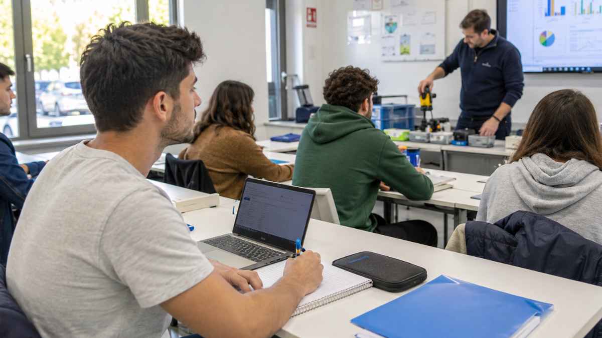 Jóvenes desempleados asistiendo a un curso formativo del SEPE con ayuda de hasta 10 euros diarios