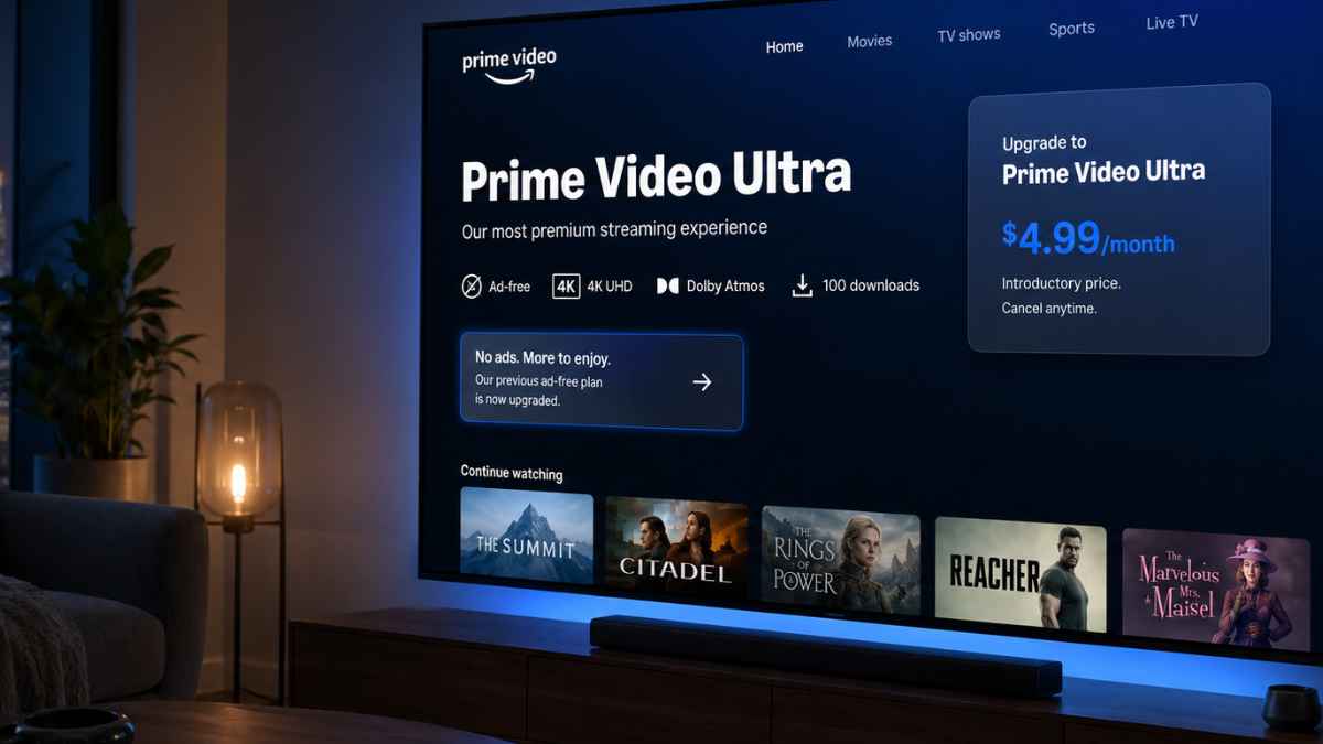 Prime Video Ultra en una televisión con el nuevo plan sin anuncios y precio de 4,99 dólares al mes