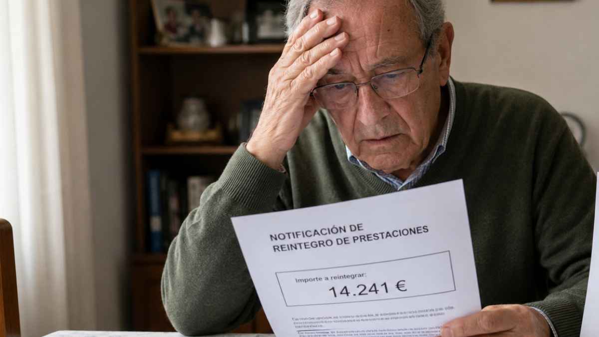 Jubilado revisa una notificación de reintegro de prestaciones por cobrar de más en su pensión