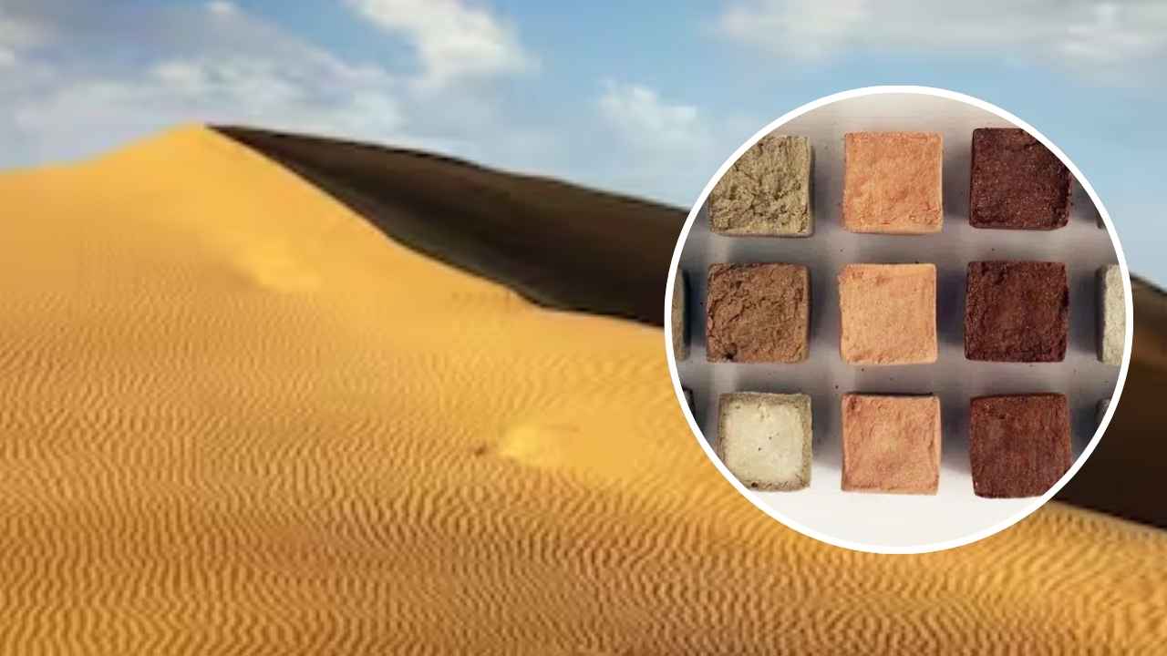 Bloques DuneBlock fabricados con DuneCrete y arena del desierto en Dubái