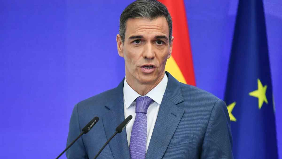 Pedro Sánchez durante una comparecencia sobre la reforma de las pensiones y la jubilación en España.