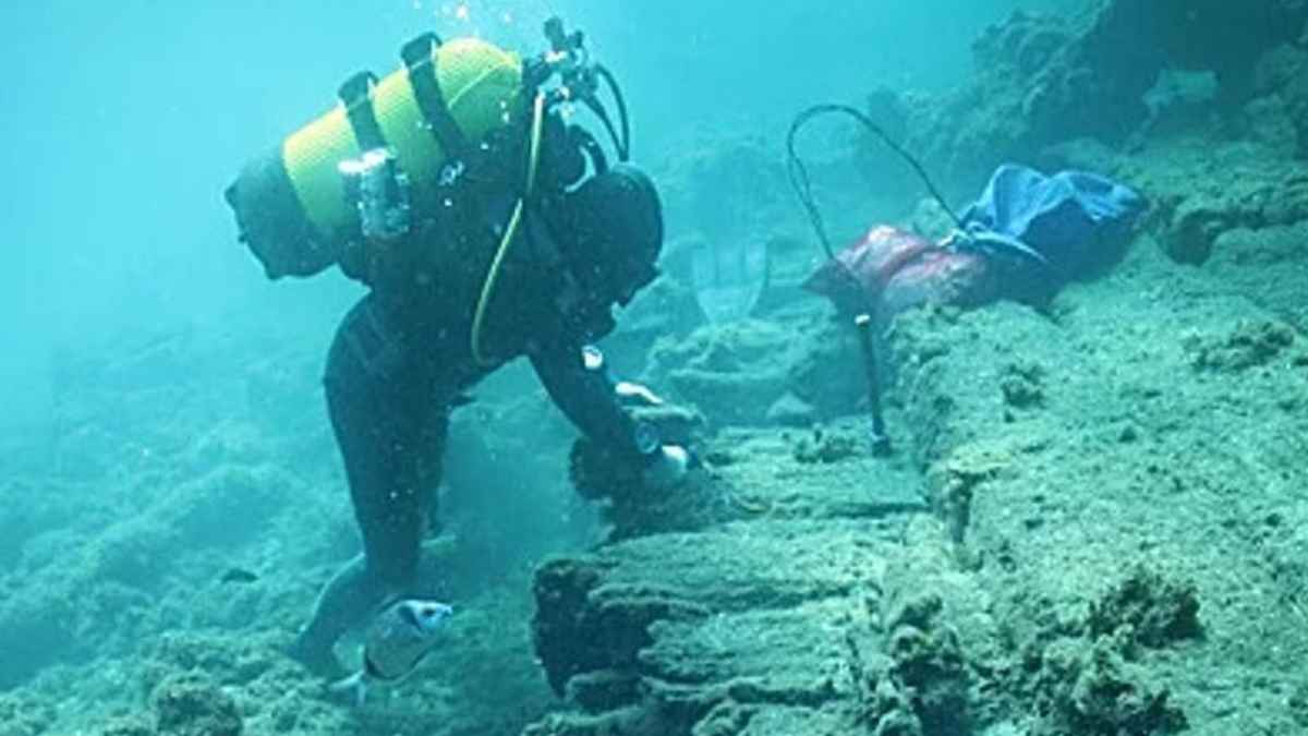 Arqueólogo subacuático documentando los restos del navío Fernando hundido frente a San Pedro de Alcántara en Málaga