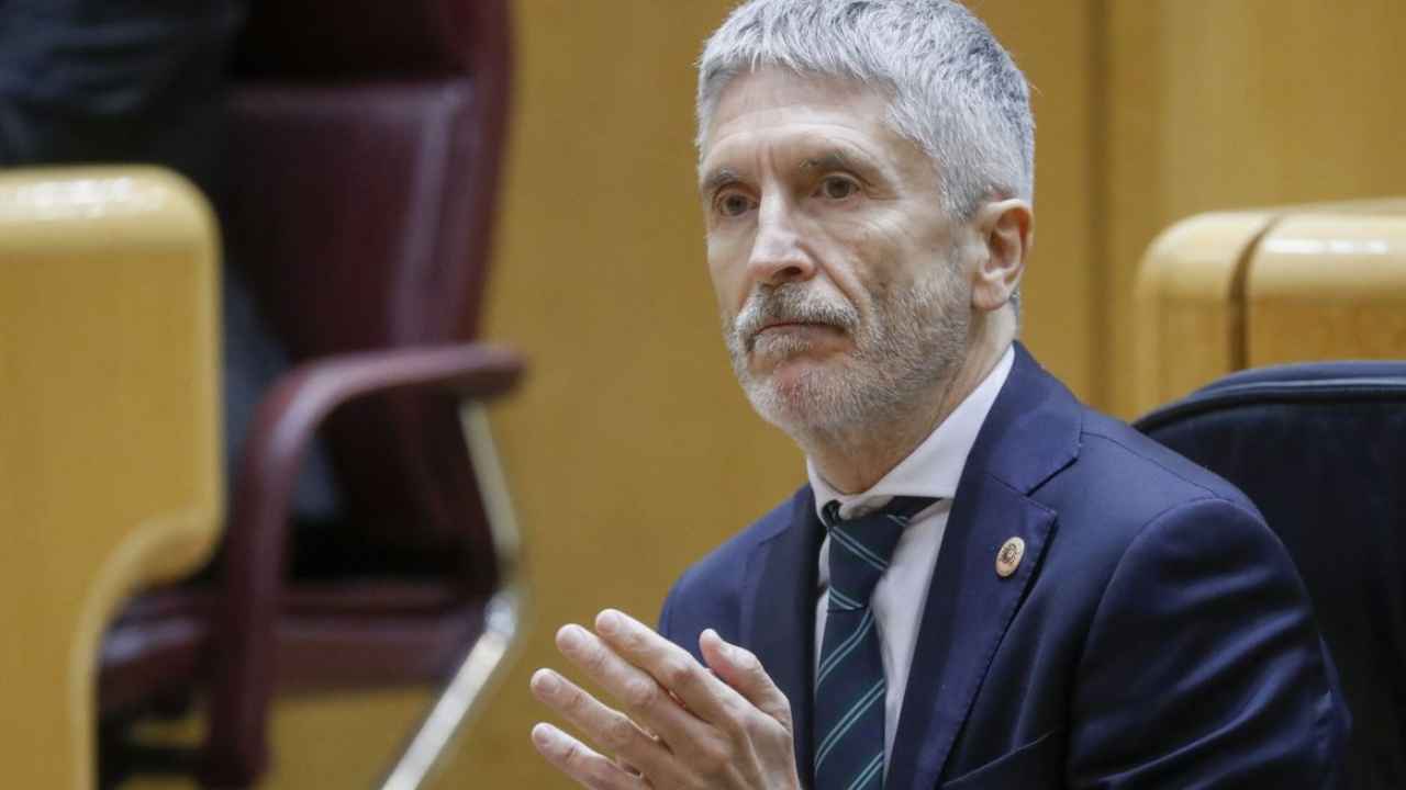 Fernando Grande-Marlaska durante una comparecencia ante los medios sobre la situación migratoria en Ceuta