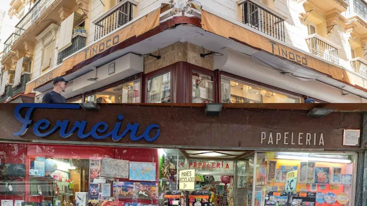 Tiendas Tinoco y Papelería Ferreiro en Cádiz antes de su cierre