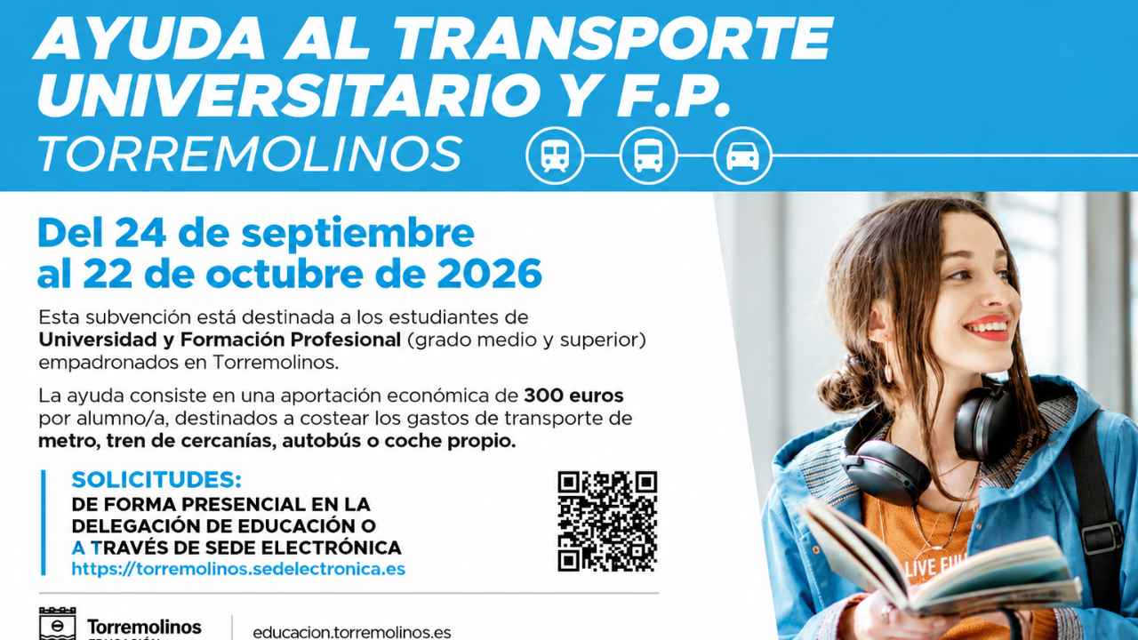 Ayuda de 300 euros al transporte para universitarios y estudiantes de FP de Torremolinos
