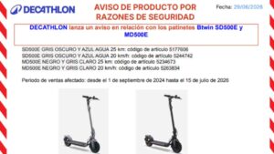Decathlon pide dejar de usar estos patinetes vendidos en sus tiendas por riesgo de caída