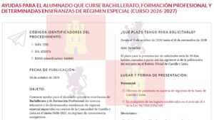 Castilla y León abre sus becas de Bachillerato y FP con hasta 450 euros y otros 1.600 por residencia