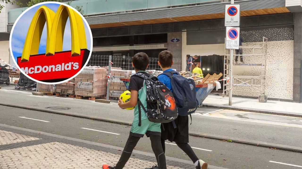 Logotipo de McDonald’s, cadena de comida rápida cuya apertura frente a un colegio de San Sebastián genera protestas vecinales.