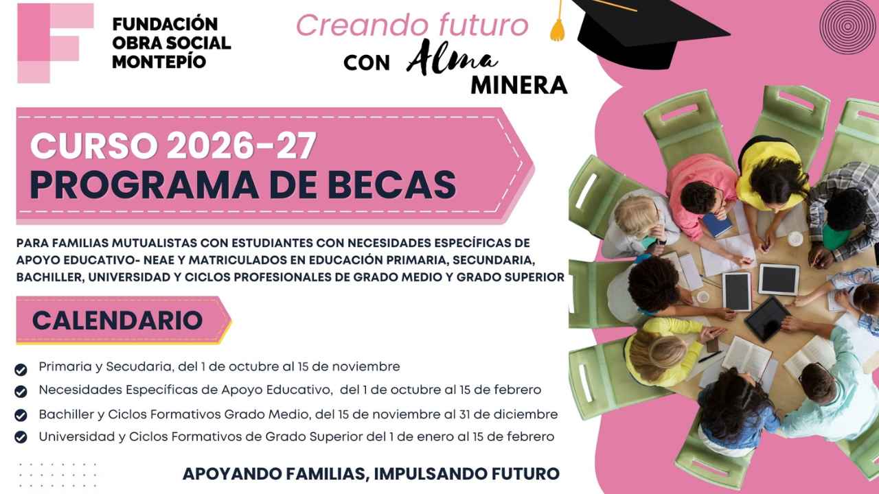 Cartel del programa de becas 2026-27 de la Fundación Obra Social Montepío