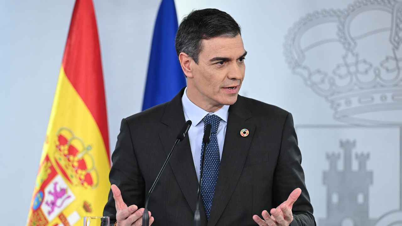 Pedro Sánchez durante una comparecencia institucional del Gobierno de España ante los medios de comunicación